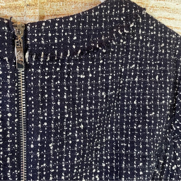 ELIZA J tweed fit flare fit frayed detail blue dress women Size 12 - Picture 9 of 13